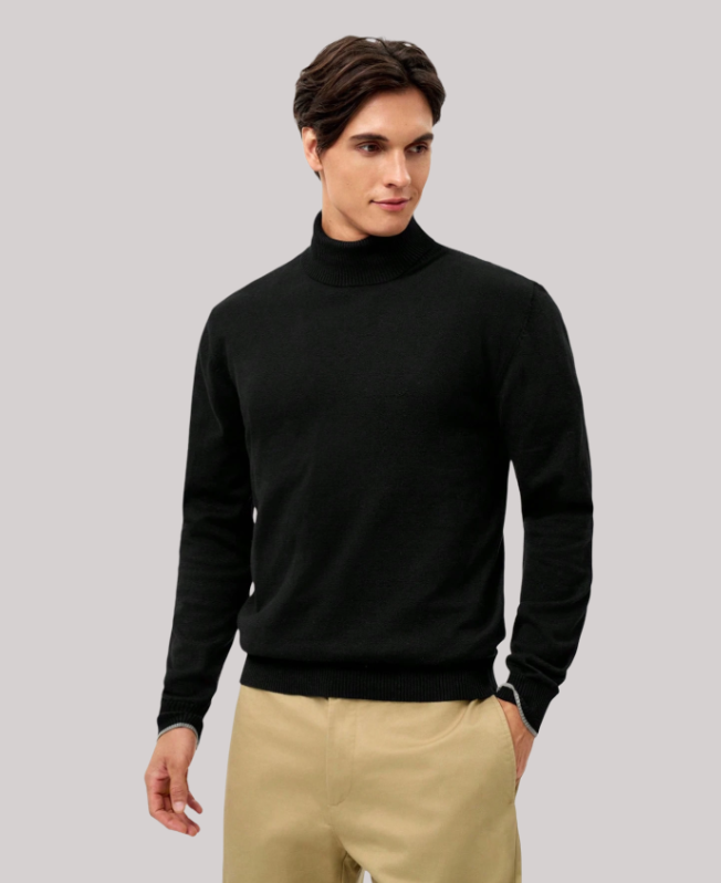 Senvanlore Black Classic Turtleneck Sweater