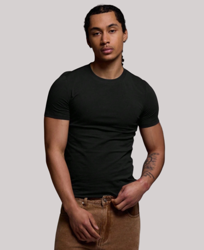 Senvanlore Black Essential Slim T-Shirts