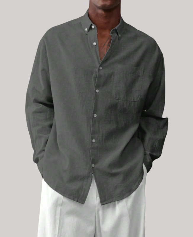 Senvanlore Charcoal Textured Relaxed Shirt