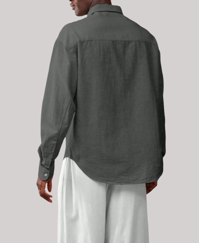 Senvanlore Charcoal Textured Relaxed Shirt