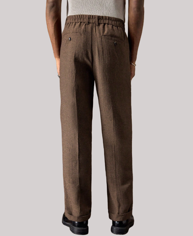 Senvanlore Cocoa Herringbone Trousers