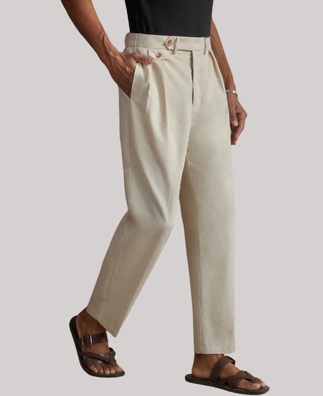 Senvanlore Ivory Linen Trousers