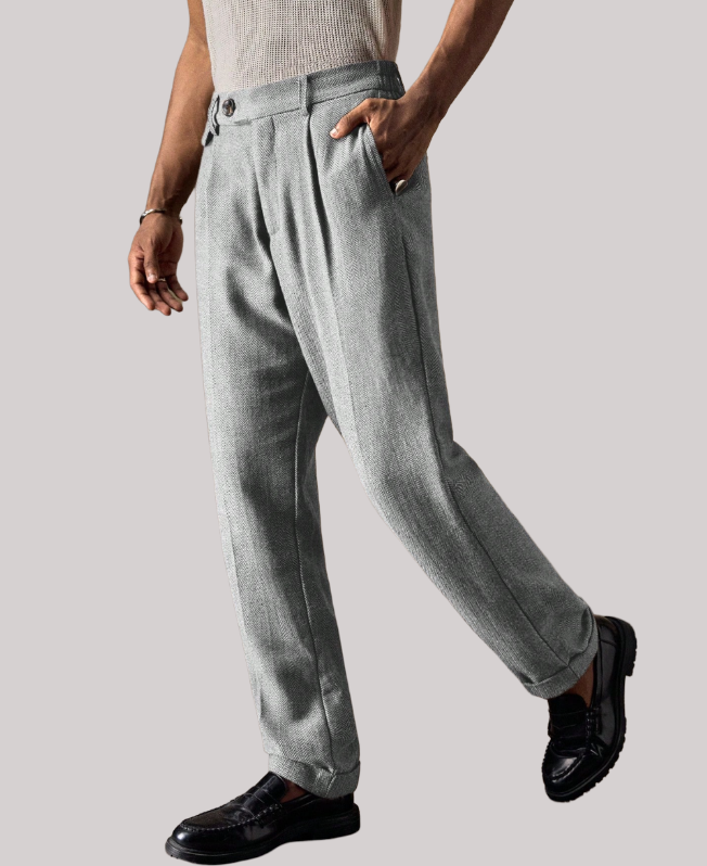 Senvanlore Slate Herringbone Trousers