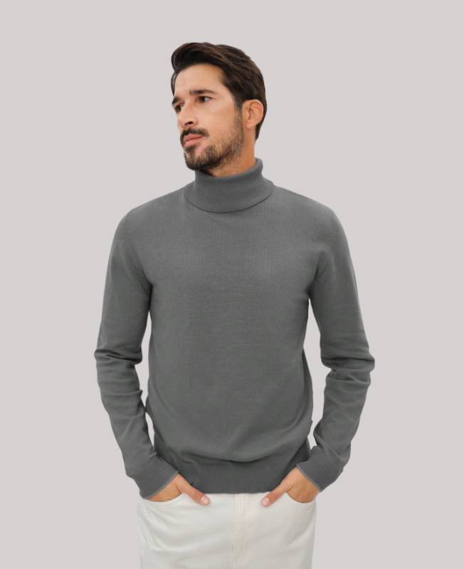 Senvanlore Steel Grey Classic Turtleneck Sweater