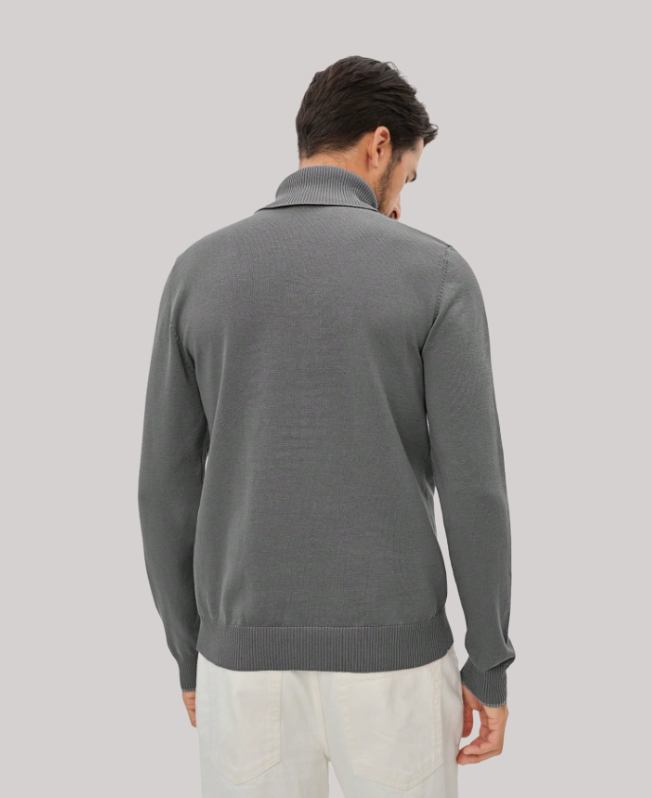 Senvanlore Steel Grey Classic Turtleneck Sweater