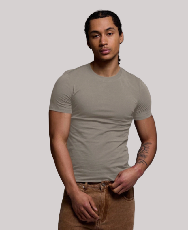 Senvanlore Taupe Essential Slim T-Shirt