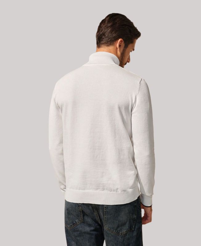 Senvanlore White Classic Turtleneck Sweater