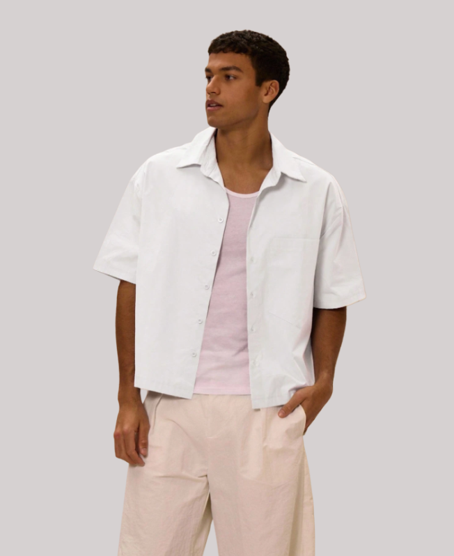 Senvanlore White Minimal Resort Shirt