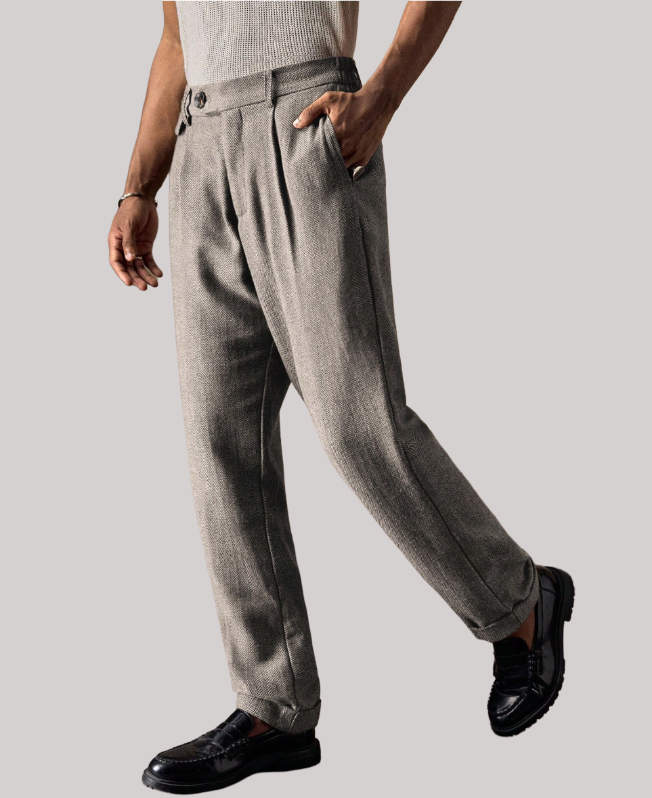 Senvanlore Herringbone Textured Trousers